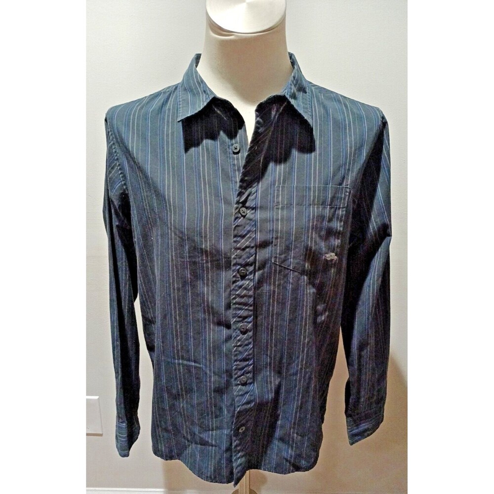 Tony Hawk Boys XL 18/20 Black Long Sleeve Button Up Gray Blue Stripes